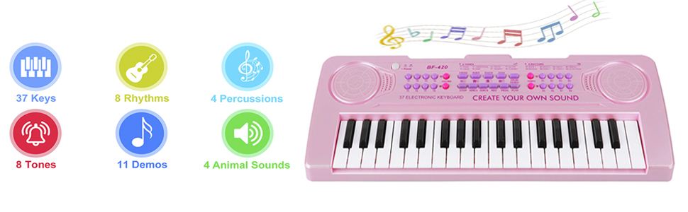 Multifunction Musical Instrument 8 tones 8 rhythms 4 percussions 4 animals sound 11 demos 