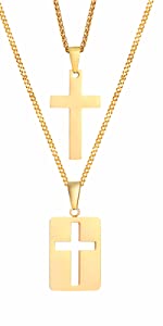 DOG TAGS CROSS NECKLACE