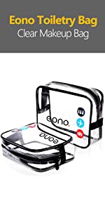 Eono Clear Toiletry Bag Waterproof Toiletry Travel Bag Clear PVC Zippered Cosmetic Bag