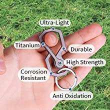 Tibitdeer Titanium Keychain Utility Keyring Carabiner Clip Quick-Release Multi-Tool Key Holder 