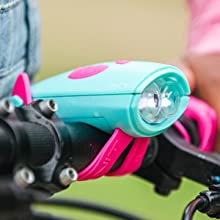 hornit mini pink turquoise kids bike light bell scooter accessory accessories