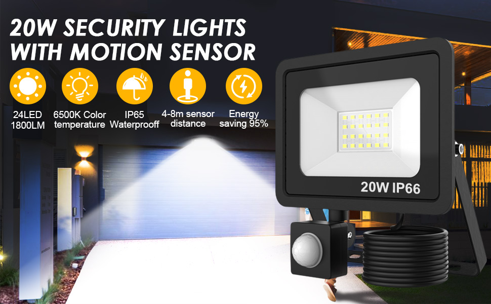 20W Security Lights Outdoor Motion Sensor