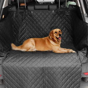 This dog car seat cover for back seat can buckle up to each headrest, adjustable and effortless