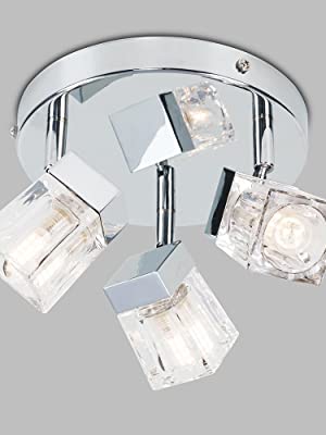 Modern Chrome Ice Cube 3 Way IP44 Rated Bathroom Ceiling Light Spotlight