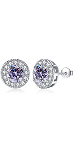 silver diamond earrings for women birthstone earrings sterling silver stud earrings