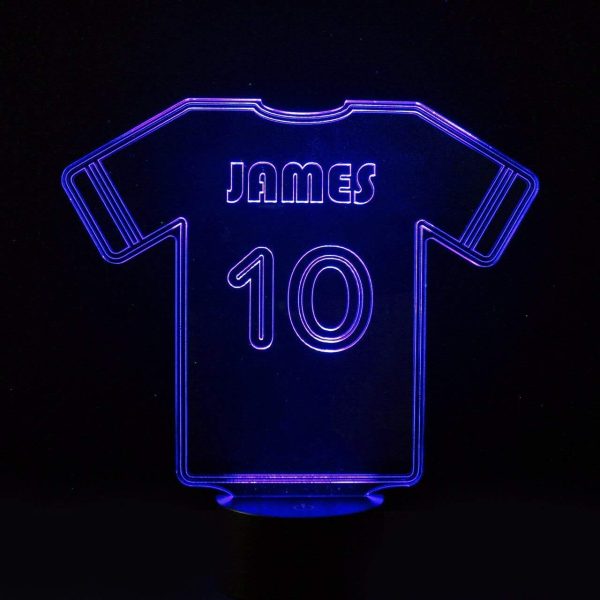 Personalised Football Shirt Night Light, Colour Changing Football Lamp For Kids Bedroom - Image 2