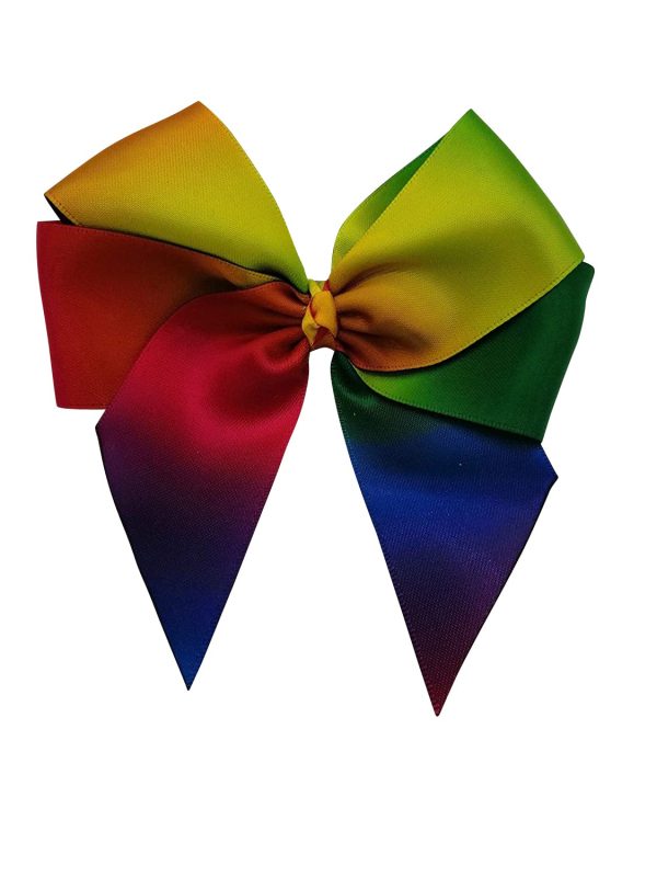 Rainbow Hair Bow Accessory- UK Handmade Colourful Satin Ribbon Bow- Perfect for Girls Birthday, LGBTQ Pride, Party - Image 4