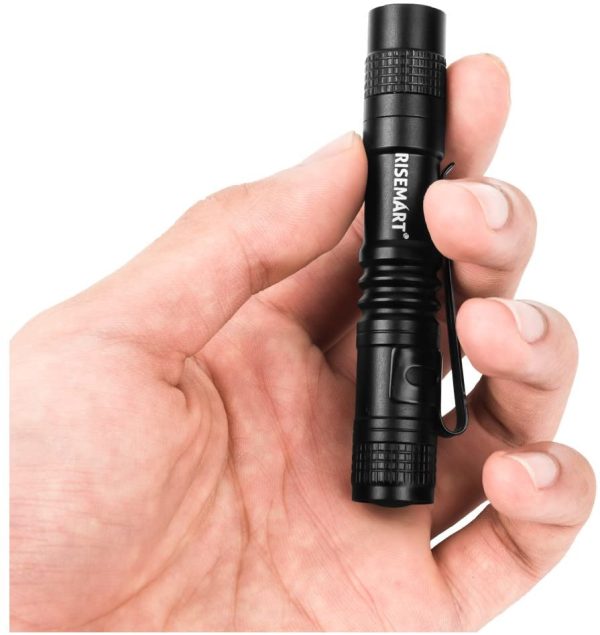 RISEMART Mini LED Torch Light Flashlight Super Small Pocket Clip Waterproof 3.5" Torch Powered by Single AAA Battery (not Included) Ultra Bright Carry Outdoor Gear for Hiking,Camping - Image 5