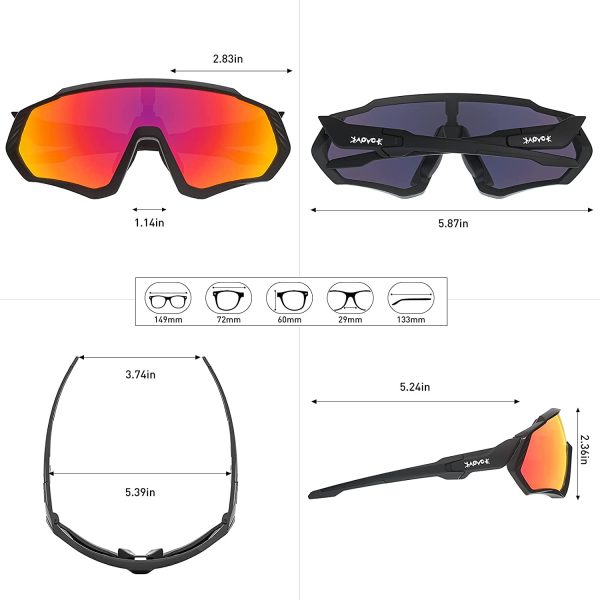 KAPVOE Polarized Cycling Glasses With 5 Interchangeable Lenses Tr90 Frame For Men Women Sports Sunglasses Mountain Bike Glasses MTB Bicycle Goggles Running - Image 6