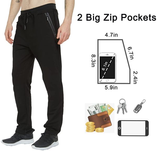 HCSS Mens Joggers with Zip Pockets Elasticated Waist Tracksuit Bottoms Men for Running,Sports,Lounge - Image 2