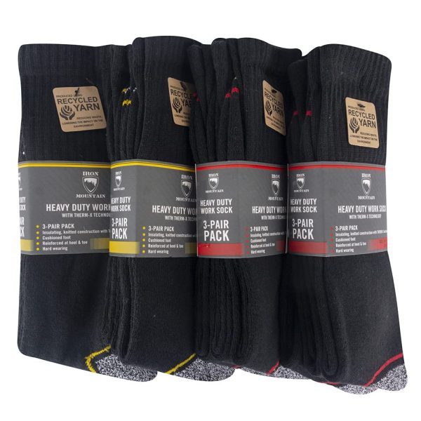 12 Pairs One Size Sustainable Recycled Cotton Padded Heel and Toe Work Heavy Duty Work Sock (6-11 / EU 39-45) - Image 4