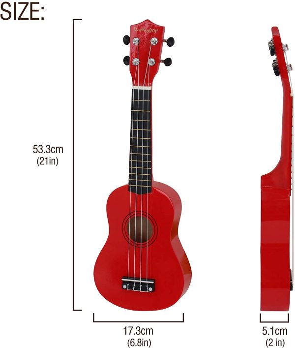 Display4top 21 Inch Soprano Ukulele,Professonial Ukele for Kids Bundle with Gig Bag, Picks,Extra Strings (Red) - Image 7