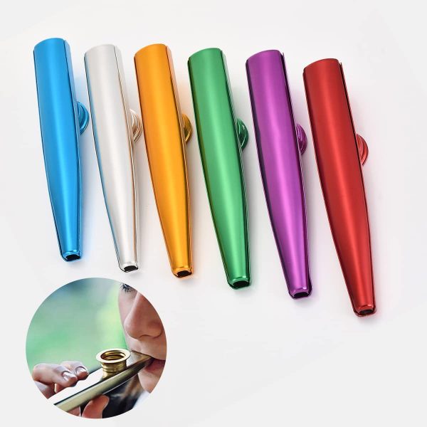 Hicollie 6PCS Metal Kazoo Musical Instruments Multipack Kazoo Sets Gift Instrumental Accompaniment 6 Different Colors for Kids Music Lover - Image 3