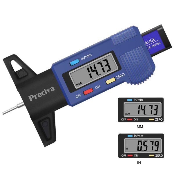 Preciva Digital Tyre Tread Depth Gauge, 0-25.4 Mm/ 1 Inch Portable Tyre Tread Checker and Tyre Measurement with LCD Display for Cars, Vans, Trucks - Image 2