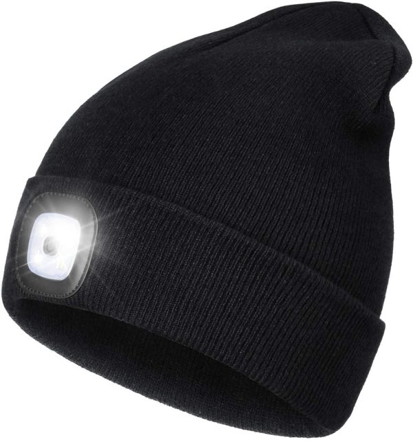 Rechargeable LED Lighted Beanie Hat, Perfect Dad Gifts in Christmas, Stocking Fillers Cap with Light Hands Free Head Torch Unisex Winter Warm Knit Beany - Image 4