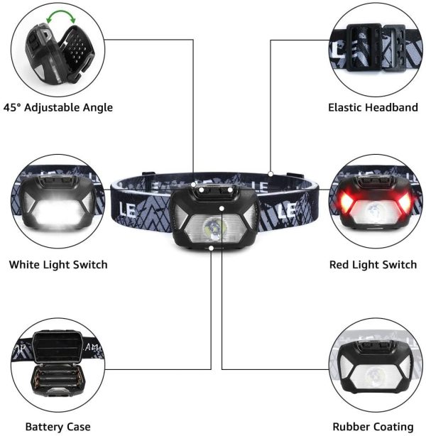 Head Torch, [2 Pack] Super Bright 1300L D Headlamp with 6 Lighting Modes, Waterproof, Battery Powered D Lightweight Headlight for Cycling Running Camping for Kids Adults - Image 5