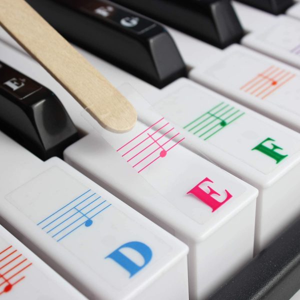 Piano Stickers for 88/61/64/49/37 Key, Piano Keyboard Stickers Full Set for White and Black Keys, Color Bigger Letter-Thinner Transparent Material-Easier Removable with Cleaning Cloth