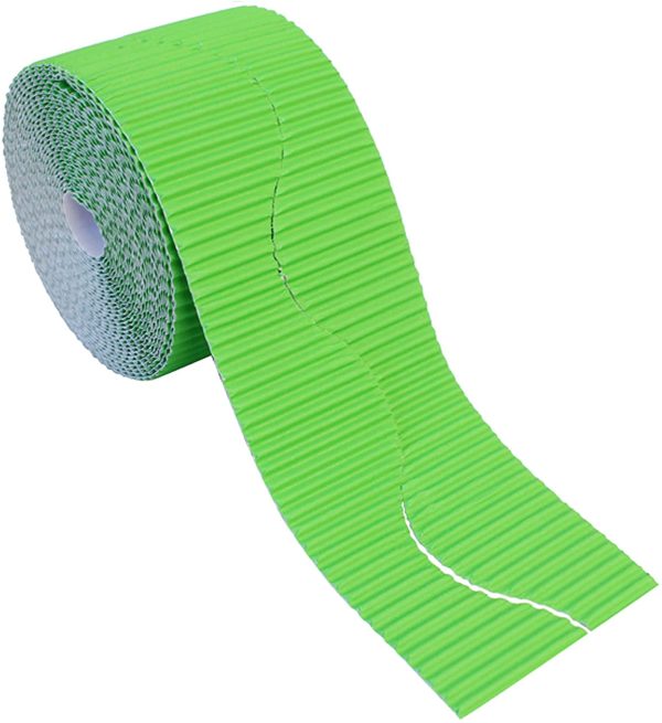 Bright Ideas Corrugated Border Roll for School Displays, Apple Green, 10cm x 7.5m - Image 4