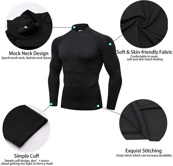 Holure Mens 2 Pack Base Layers Tops, Long Sleeve Gym Running Top Workout Shirts for Men Longsleeve - Image 7