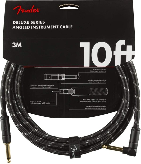 Fender 990820090 Deluxe Series Instrument Cable - 10 ft ?C STR/ANG ?C Black Tweed - Image 2