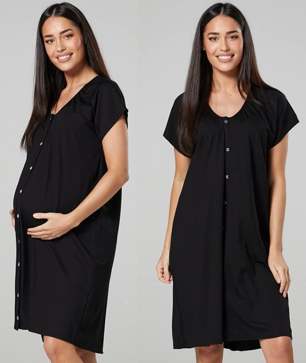 HAPPY MAMA Women's Maternity Breastfeeding Nightdress for Labour 2-Pack 1365 - Image 2