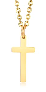 Women Gold Cross Necklace with 12 Pcs Birthstones Tiny Cross Pendant Necklace