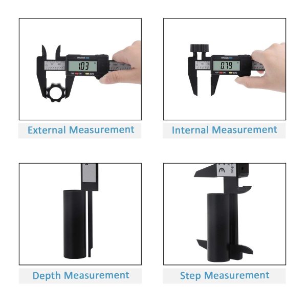 Digital Caliper, Adoric 0-6" Calipers Measuring Tool - Electronic Micrometer Caliper with Large LCD Screen, Auto-off Feature, Inch and Millimeter - Image 4