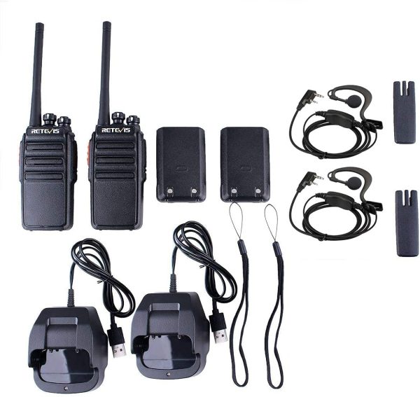 Retevis RT24 Walkie Talkies PMR446 License-free Two Way Radio 16 Channels Scan TOT with USB Charger and Earpieces (Black, 2 Pairs) - Image 3