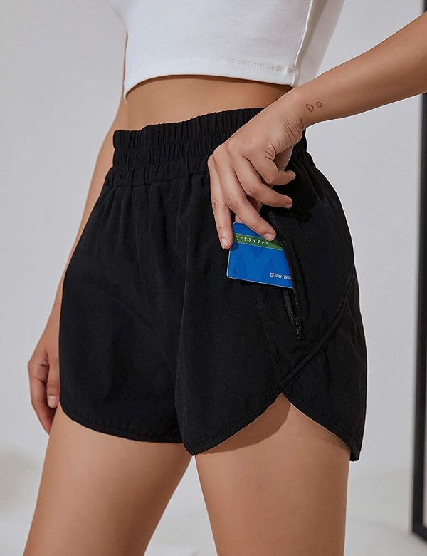 BMJL Women's Running Shorts Elastic High Waisted Shorts Pocket Sporty Workout Shorts Quick Dry Athletic Shorts Pants - Image 3