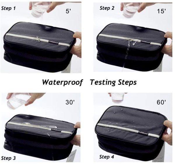 Hanging Toiletry Bag Waterproof, Jiemei Travel Wash Bag for Men & Women with 4 Compartments, Foldable Compact Size, Super Durable Fabric (M, Black) - Image 2