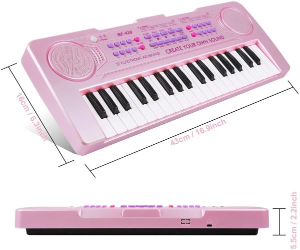 Piano Keyboard, 37-Keys Upgrade Color Electronic Kids Piano with 4 Animals Sound Portable Music Keyboard Educational Musical Piano Ideal Xmas Gifts for 3-8 Years Old Boys Girls Beginner (Shine Pink) - Image 7