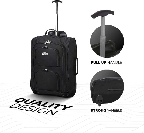 KEPLIN Cabin Approved Lightweight Travel Bag with Wheels, Hand Luggage Suitcase Trolley, Carry on Case, Flight Bag (Black) - Image 5