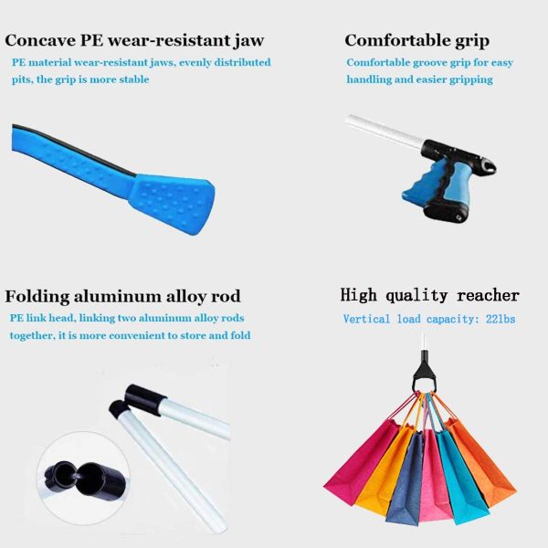 Grabber Stick, KY-Tech 32" Foldable Litter Picker Long Arm Litter Picking Equipment Rubbish Pick Up Hand Tool Reaching Aids Grabber Tool for Elderly