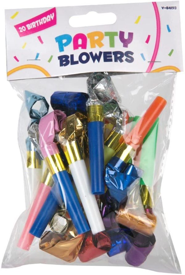 Let's Party Party Blowers Blowouts Birthday Loot Bag Filler Noise Toy Foil Colors 20 x