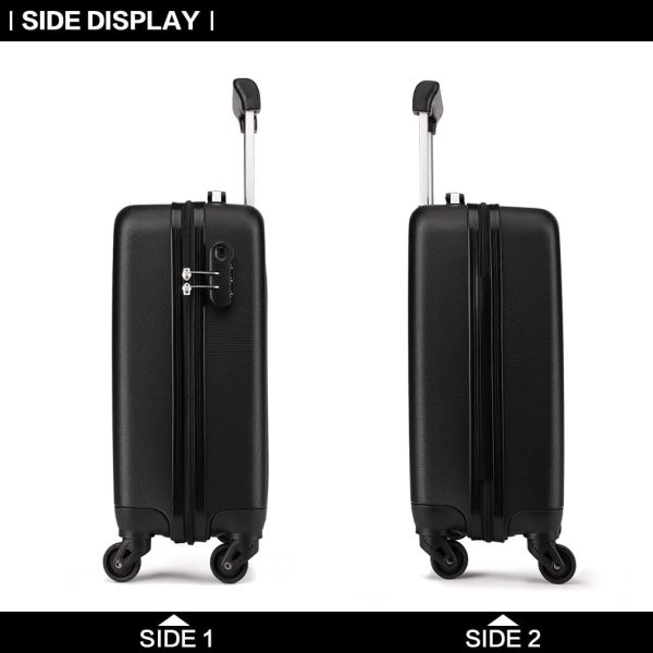 Kono 19 inch Carry On Luggage Lightweight Hard Shell ABS 4 Wheel Spinner Suitcase (Black) - Image 2