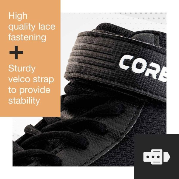 Core Wrestling Shoes for Men, Women and Children - Non-Slip Martial Arts Shoes - Robust Training Shoes Suitable for Wrestling, Crossfit and Weightlifting - Black - Image 6