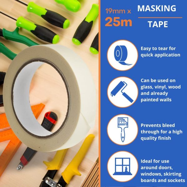 Gocableties Masking Tape, 19mm (3/4??) x 25m, Wide Cream Painters Tape for Painting, Decorating and DIY, 1 Roll - Image 2