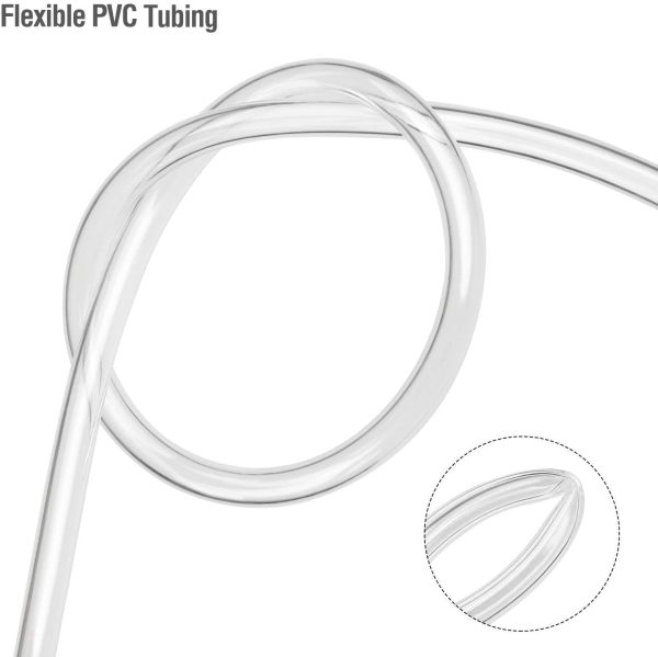 Clear Flexible PVC Tubing Food Grade 8mm ID x 11mm OD Water Air Pipe Hose 5 Metres with 2 Hose Clamps - Image 2