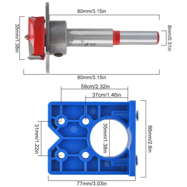 Door Hinge Jig for Router, Door Hinge Jig 35mm Hinge Hole Cutter, Concealed Hinge Jig for Cabinet Hinge Mounting Plate?? (blue)