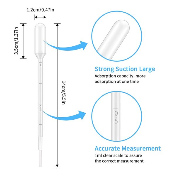 G2PLUS Plastic Transfer Pipette 1ml Washable Pasteur Pipettes Measuring Pipettors Disposable Dropper for Mixing Acrylic Paints and Lab, Pack of 100 - Image 2