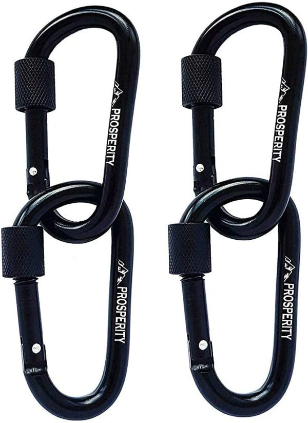 Prosperity UK Carabiner Clip 4 pcs | Strong  Aluminium Hook D-shaped D-ring locking spring snap mechanism with screw Use:keychain, hiking, camping, traveling, fishing, lifting. - Image 6