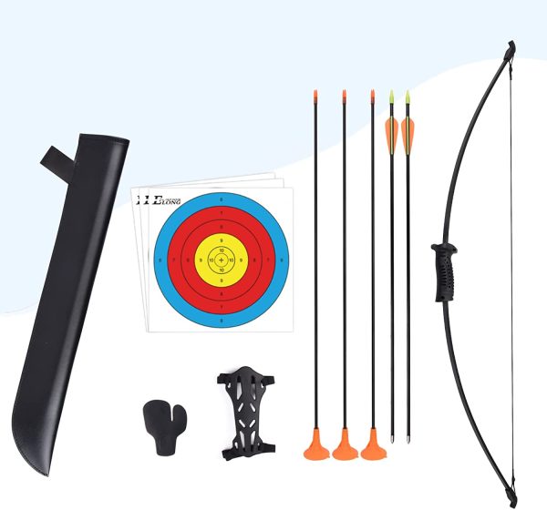 Recurve Bow and Arrow Set Outdoor Youth with Quiver Children Junior Archery Beginner Longbow Target Training for Teen Teams Game