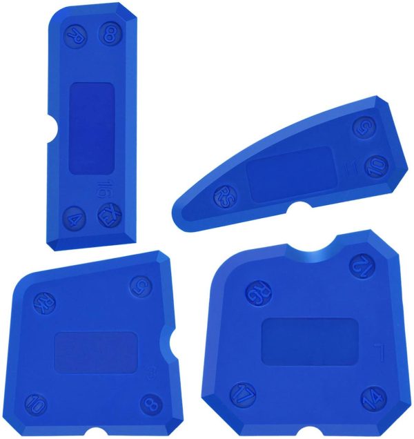 Sealant Finishing Tool, 4 Piece Portable Blue Silicone Former Sealant Caulking Tool Kit,Multi-Edge Silicone Sealant Applicator Tool Smoother Mastic Tool Suitable for Kitchens,Bathrooms,etc. - Image 2