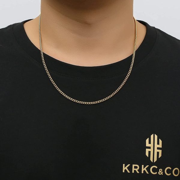 KRKC&CO Men's Necklace Chain, 18k Gold Plated Men's Link Chain, Men's Gold Chain Miami Cuban Link Chain Curb Chain, 3mm 5mm 6mm 9mm Mens Necklace - Image 5