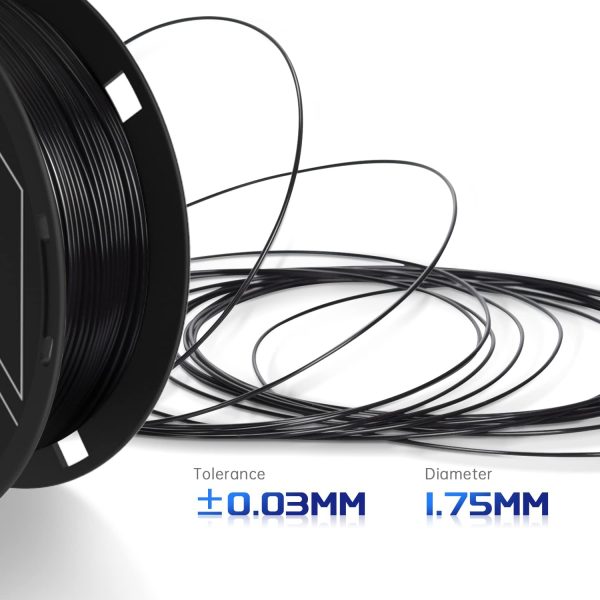 PLA Filament 1.75mm, 3D Printer Filament PLA Dimensional Accuracy +/- 0.03 mm 1kg Spool (2.2 lbs) Black - Image 4