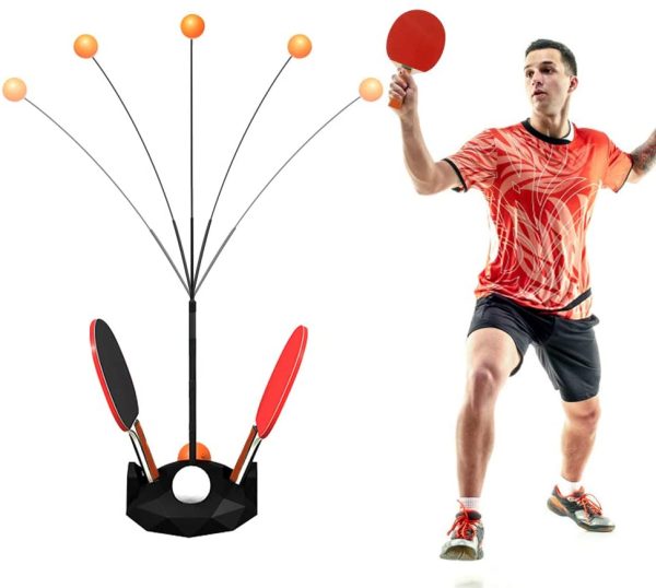 CestMall Table Tennis Trainer, Ping Pong Balls Paddles Set Height Adjustable with Flexible Rapid Rebound Device Table Tennis Trainer Elastic Shaft with 2 Racket & 6 Ball for Indoor Outdoor Play - Image 2