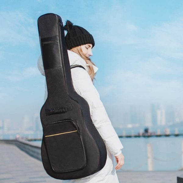 CAHAYA 40 41 Inch Acoustic Guitar Bag Waterproof Guitar Case Gig Bag 8MM Padding with Back Hanger Loop- Black Soft Case, CY0152 - Image 6