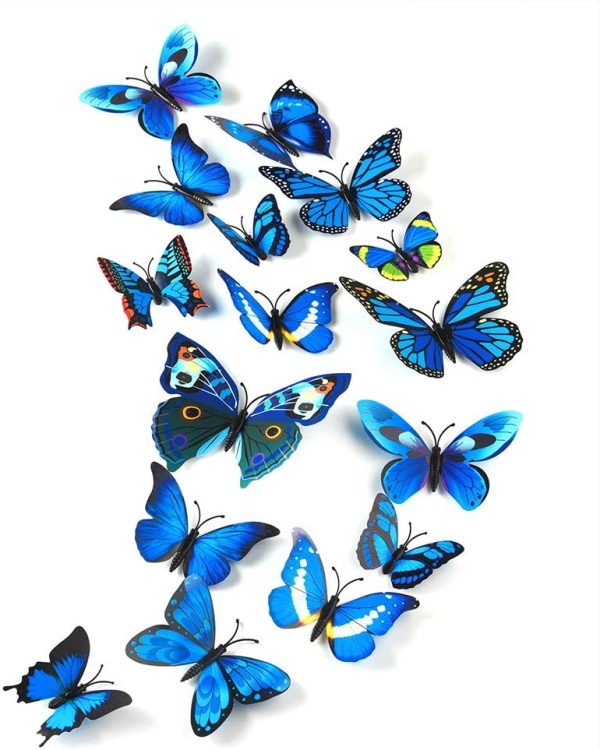 36 Pieces 3D Butterfly Wall Stickers Wall Butterflies Girls Bedroom Accessories Multi-Color Optional (Blue) - Image 2