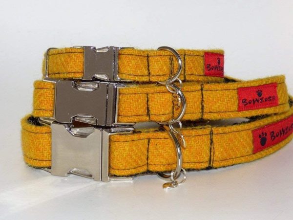 Harris Tweed Dog Collar - Citrus Yellow - Image 2