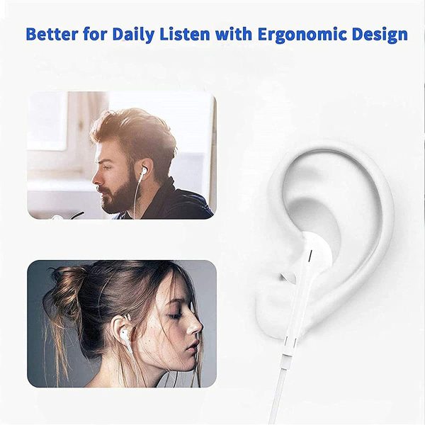 In-Ear headphones for iPhone,HiFi Stereo noise-canceling wired headphones with built-in microphone and volume control,compatible with iPhone 13/12/12Pro/11/X/XS/XR/SE/7/8Plus supports all iOS systems - Image 2